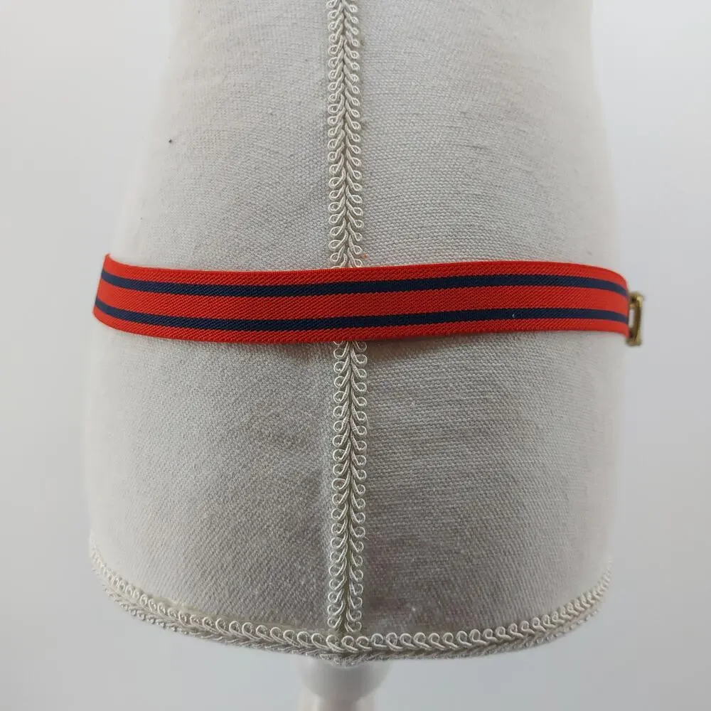 Women's Vintage Red Navy Blue Striped Skinny Cinch Belt OS